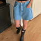 Washed Short Denim Jeans