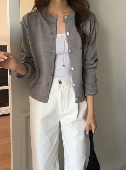 Basic Crew Neck Cardigan