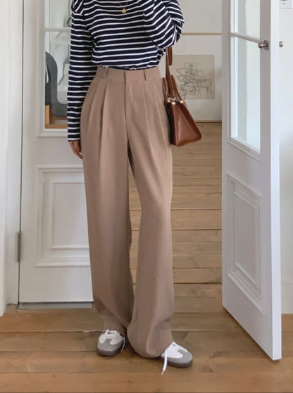 High Waisted Pleated Wide Trouser