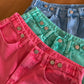 Washed Short Denim Jeans