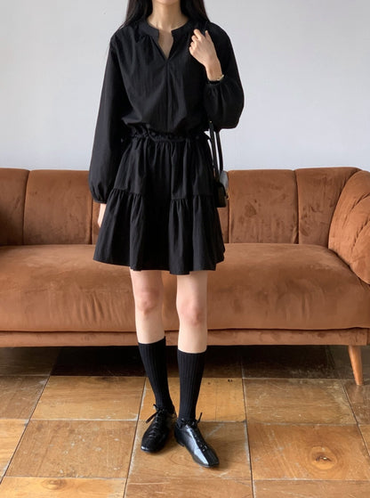 String Tiered Shirt Dress