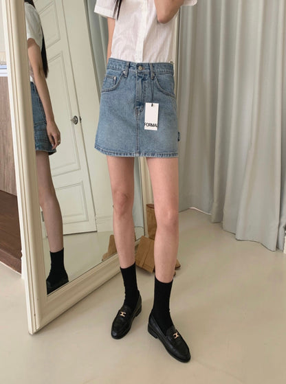 Low Rise Denim Utility Skirt