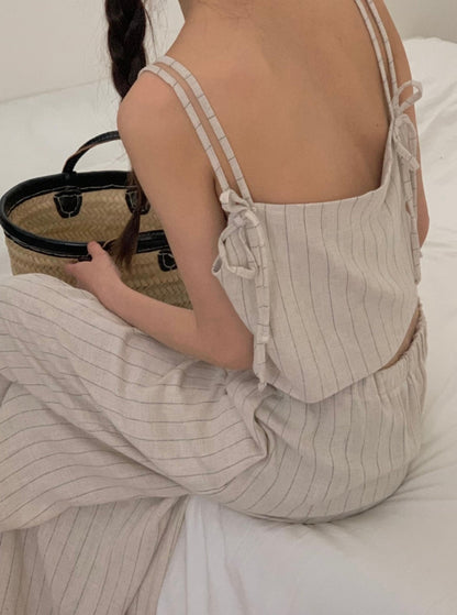 Stripe Back Open Wide Jumpsuit