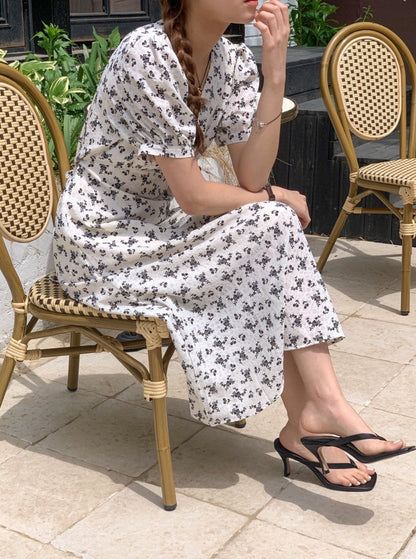 Floral Short Sleeve Midi Dress