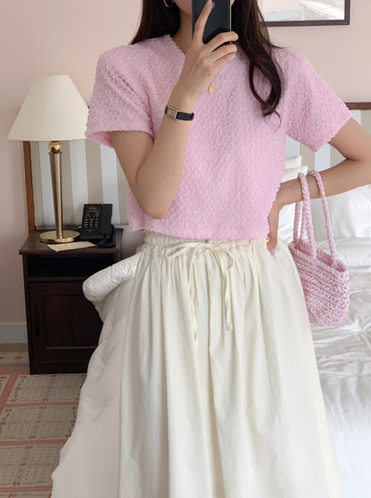 Textured Short Sleeve Blouse