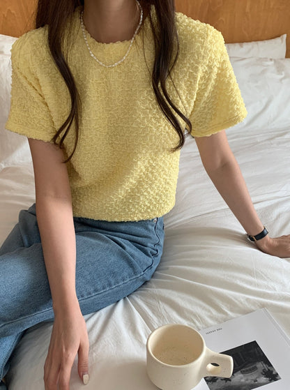 Textured Short Sleeve Blouse