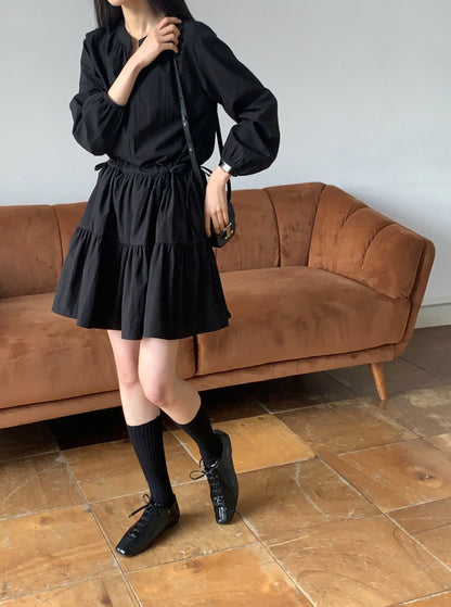 String Tiered Shirt Dress