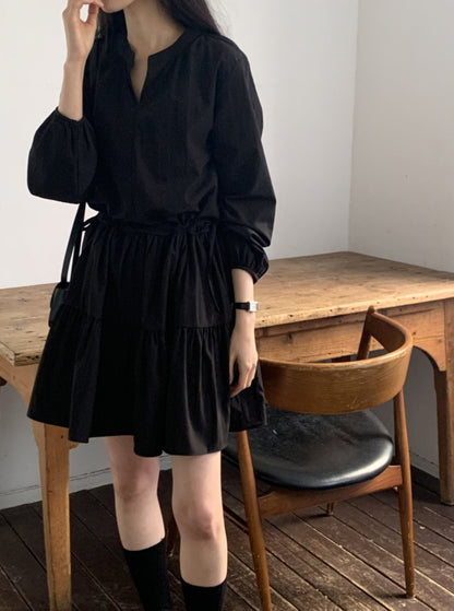 String Tiered Shirt Dress