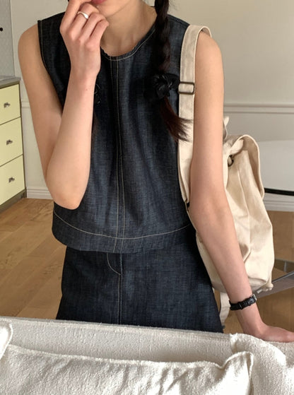 Denim Linen Sleeveless Top