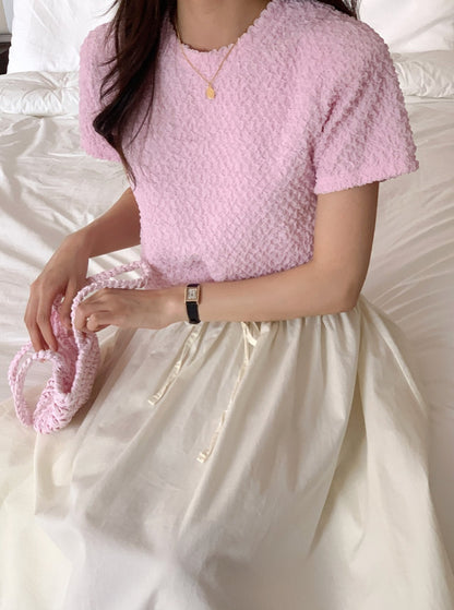 Textured Short Sleeve Blouse