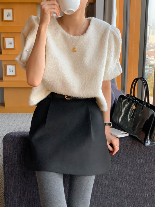 Sherpa Pearl Puff Blouse