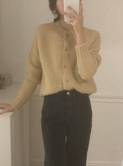 Gold Button Wool Cardigan