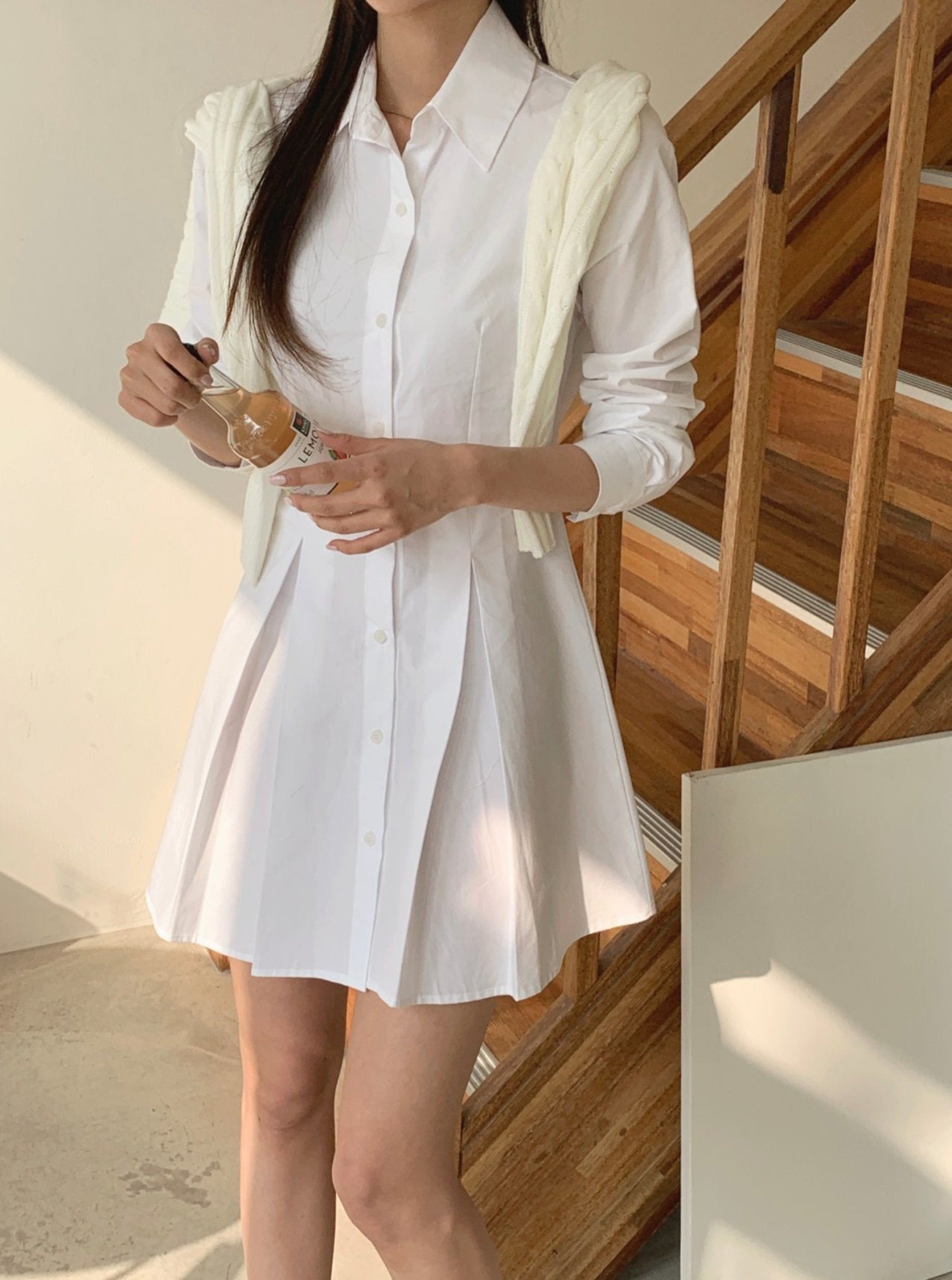 Pleats Shirt Dress