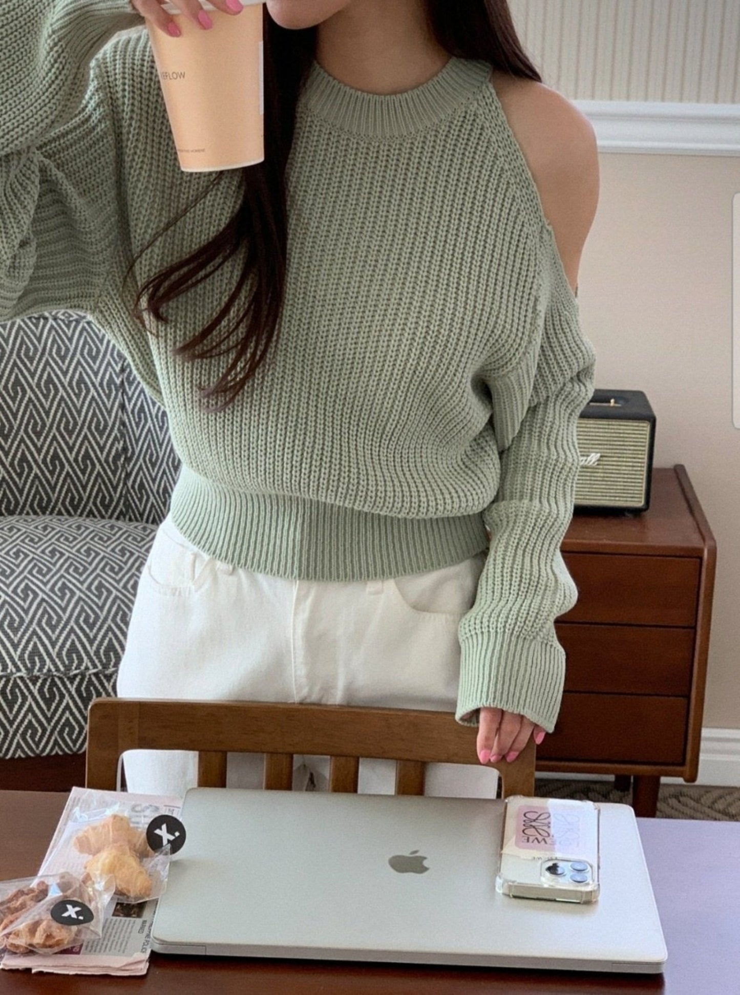 Cut Out Shoulder Sweater