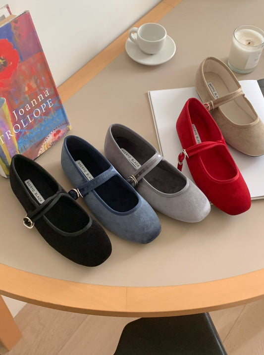 Mary Jane Velvet Flats