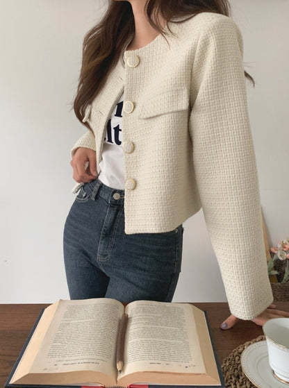 Round Neck Tweed Jacket