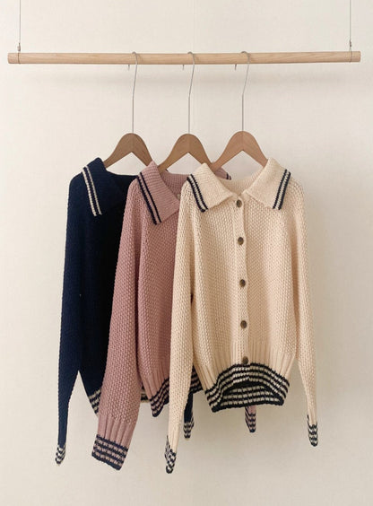 Contrast Collar Cardigan