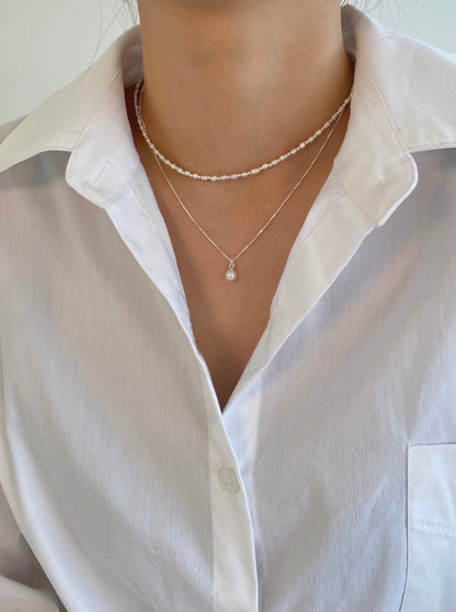 925 Silver Pearl Drop Necklace