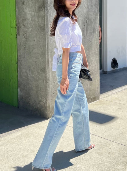 Back Tie Cropped Blouse