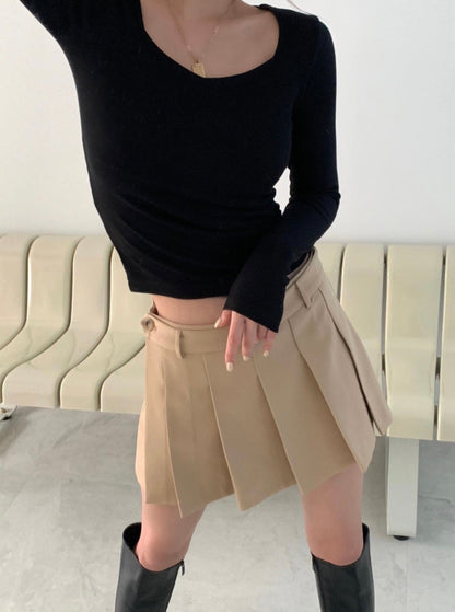 Low Rise Pleats Skort