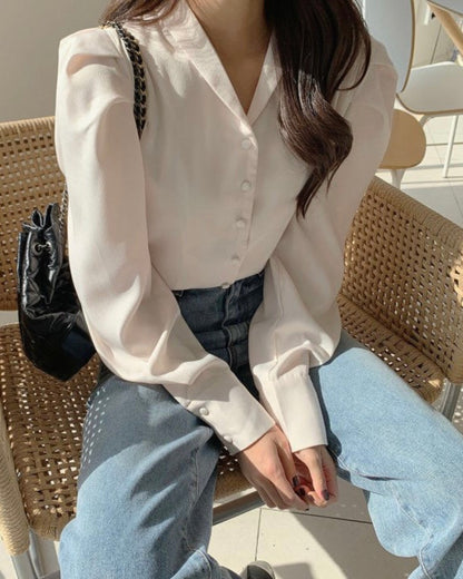 Puff Sleeve Satin Blouse