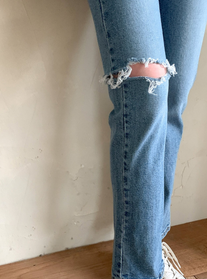 Distressed Straight Jeans