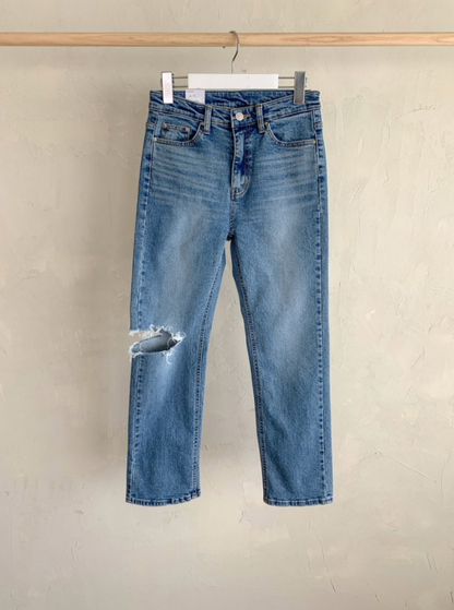 Distressed Straight Jeans