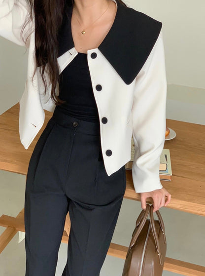 Wide Collar Cropped Jacket