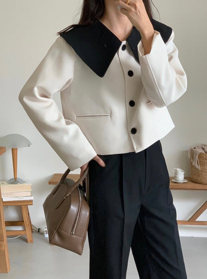 Wide Collar Cropped Jacket