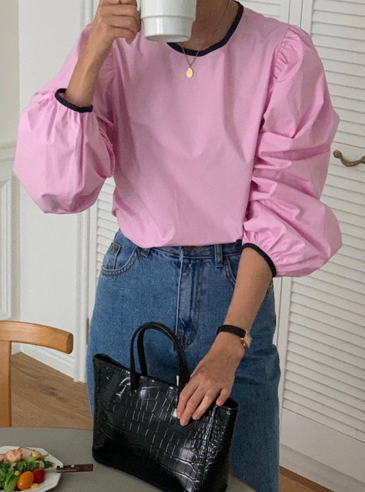 Puff Sleeve Tie Blouse