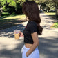Cat Cropped Tee