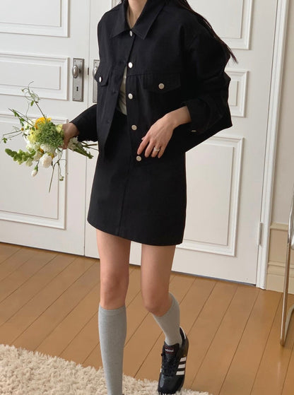 Oversized Jacket With Skirt Set