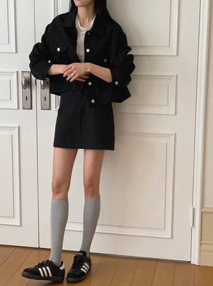 Oversized Jacket With Skirt Set