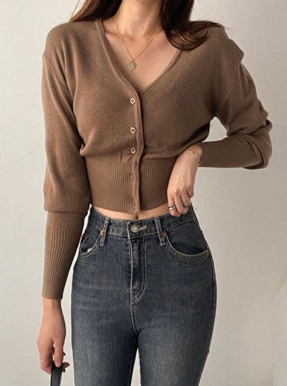 V Neck Crop Cardigan