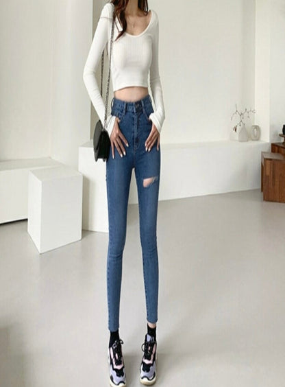 Cut Out Straight Jeans