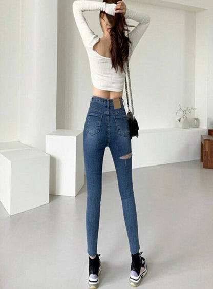 Cut Out Straight Jeans