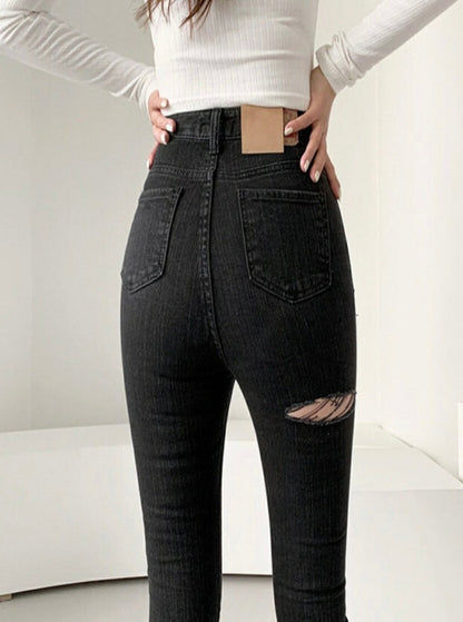 Cut Out Straight Jeans