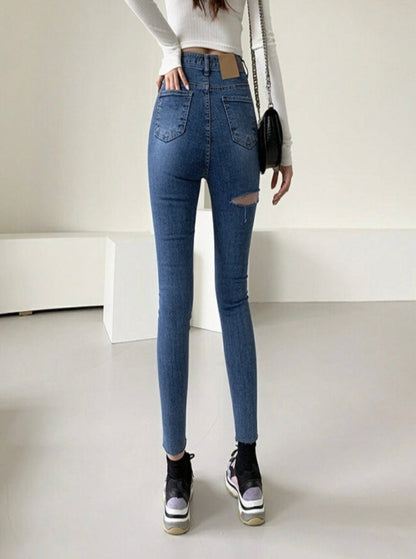 Cut Out Straight Jeans