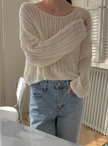 Boat Neck Rib Knit Top