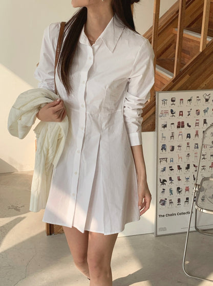 Pleats Shirt Dress