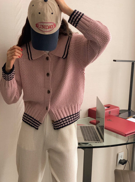 Contrast Collar Cardigan