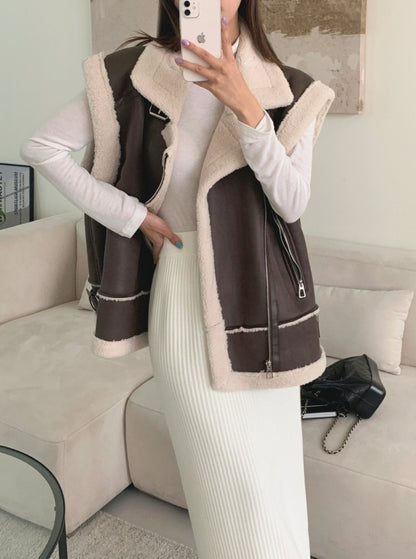 Oversized Shearling Leather Vest