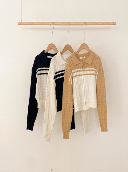 Cable Zip-Up Sweater