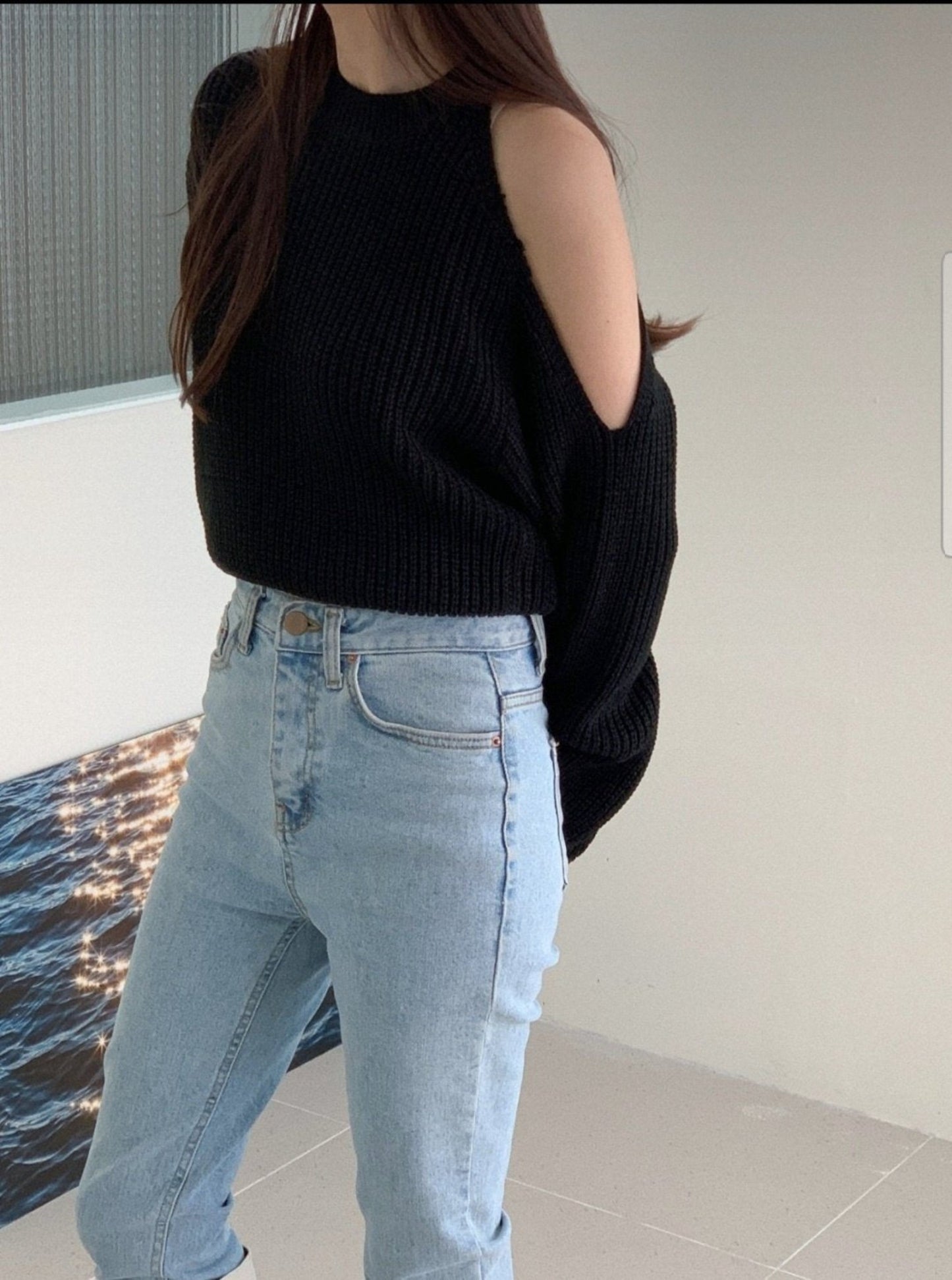 Cut Out Shoulder Sweater