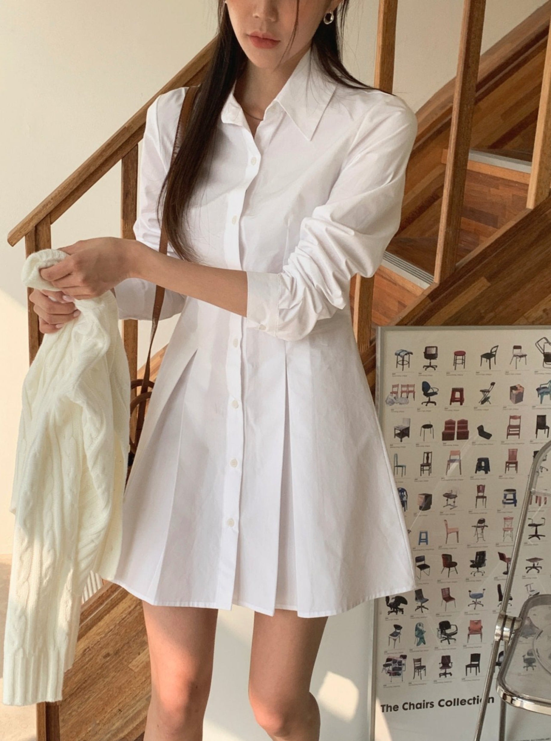 Pleats Shirt Dress