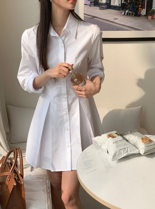 Pleats Shirt Dress