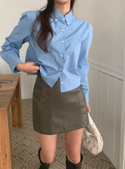 Puff Sleeve Cropped Shirt